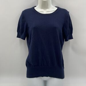 Navy blue short sleeve knit brooks brothers supima cotton women’s shirt